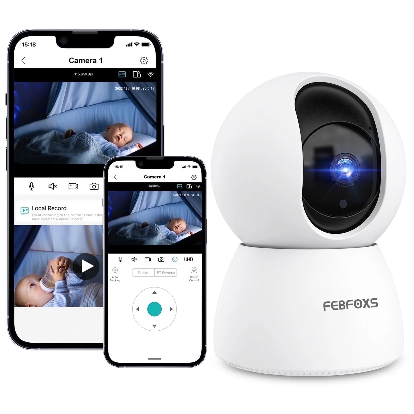 2K Baby Monitor, 5G/2.4G Wifi Indoor Security Camera, 360°Pan/Tilt Baby Monitor with Camera and Audio, Night Vision, 2-Way Audio