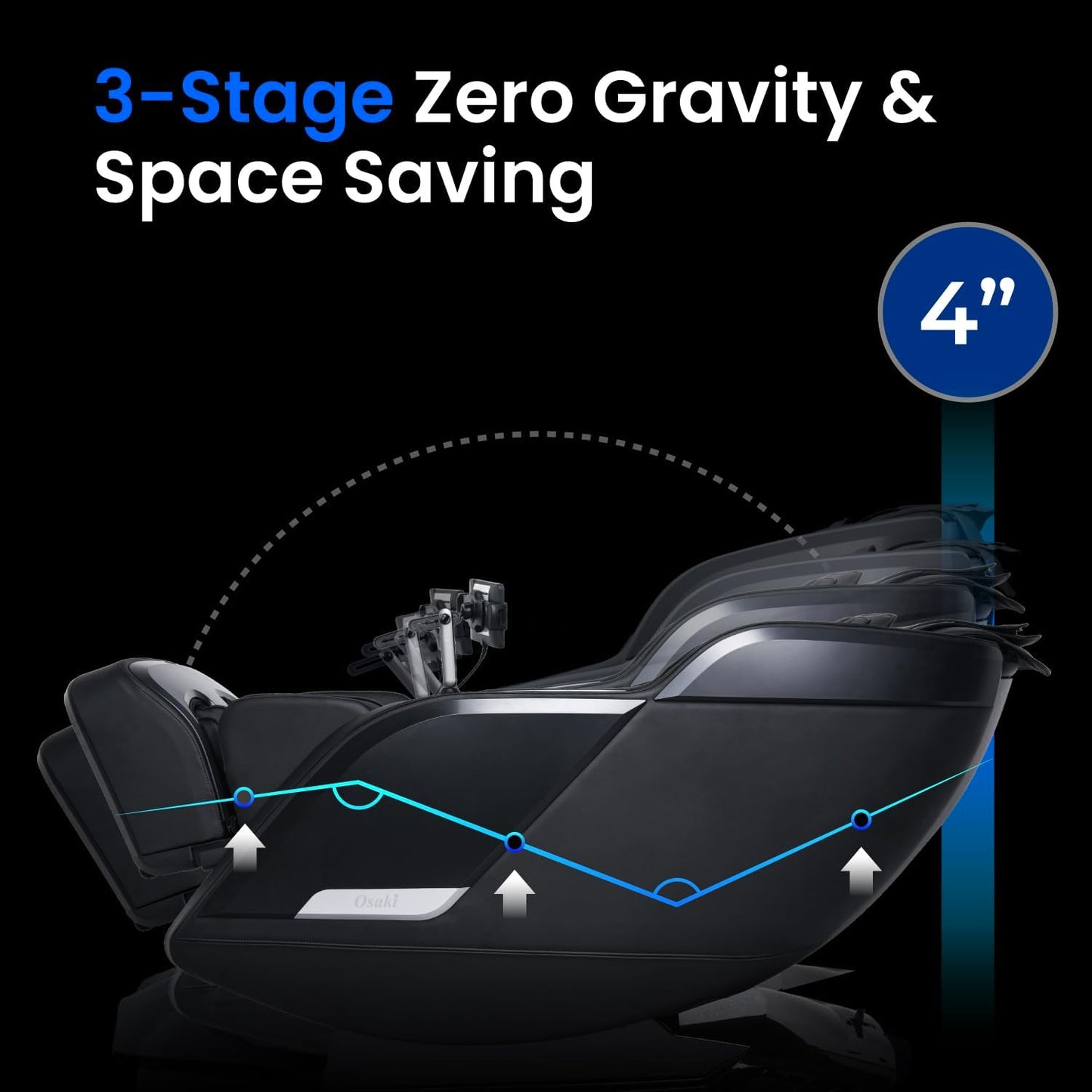 Vibe 4D L 4D Massage Mechanism L Automatic Body Scan L Deep Calf-Kneading L Space-Saving Technology L 3-Stage Zero Gravity L 32-Cell Full Body Air Massage (Black)