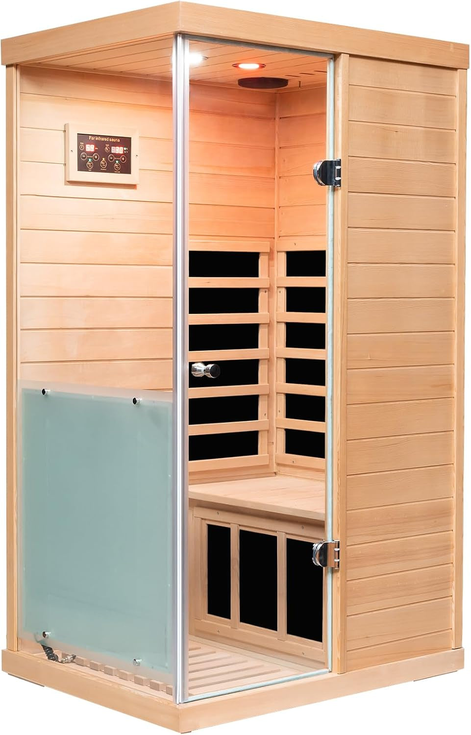 Outdoor Sauna 3 Person Infrared Sauna, Infrared Saunas for Home, 1950W Low EMF Far Infrared Sauna Old Fir Wooden Sauna with Beauty Red Light, Foldable Seat, Bluetooth, Chromotherapy Lamp, 20Amps