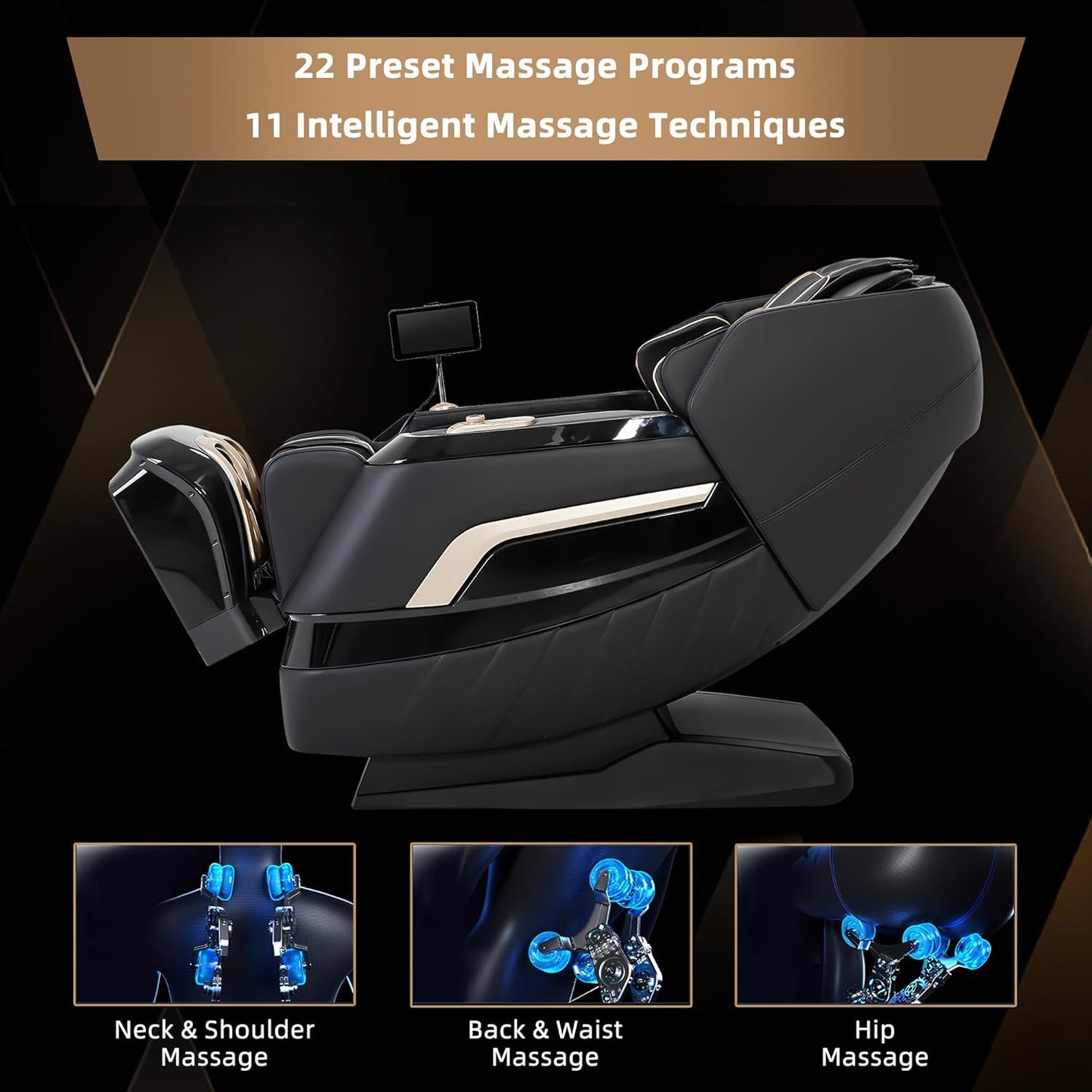 A66 4D Full Body Massage Chair – Made in the U.S.A. with U.S. & Imported Material, SL Track, Yoga Stretch, Zero Gravity, AI Voice Control, Heating, Automatic Footrest