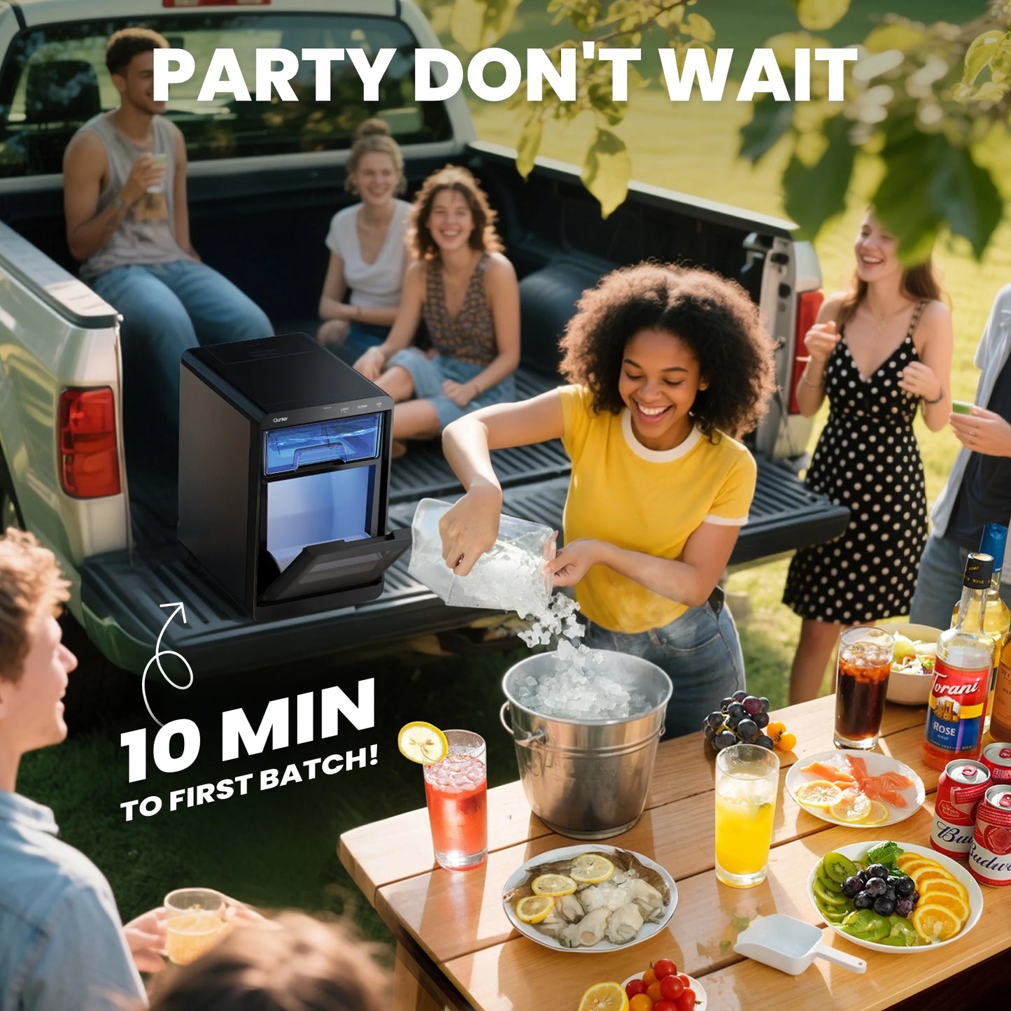 Nugget Ice Maker Countertop, 44Lbs per Day Chewable Pebble Nugget Ice Machine with Touch Screen for Home, Kitchen, Office, Stainless Steel, Black