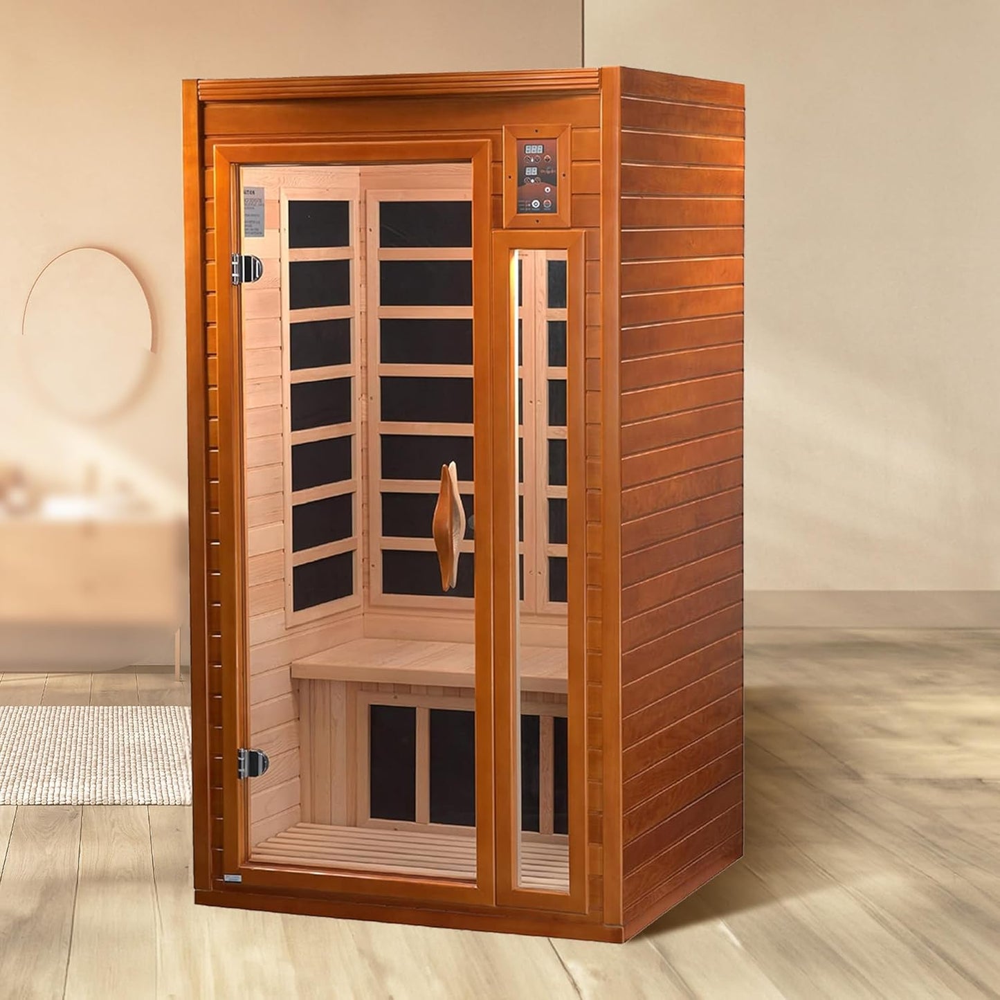 Barcelona 1- to 2-Person Low EMF FAR Infrared Sauna with Red Light Therapy & Bluetooth Speakers | Personal Indoor Dry Heat Sauna for Home & Gym – Made from Canadian Hemlock