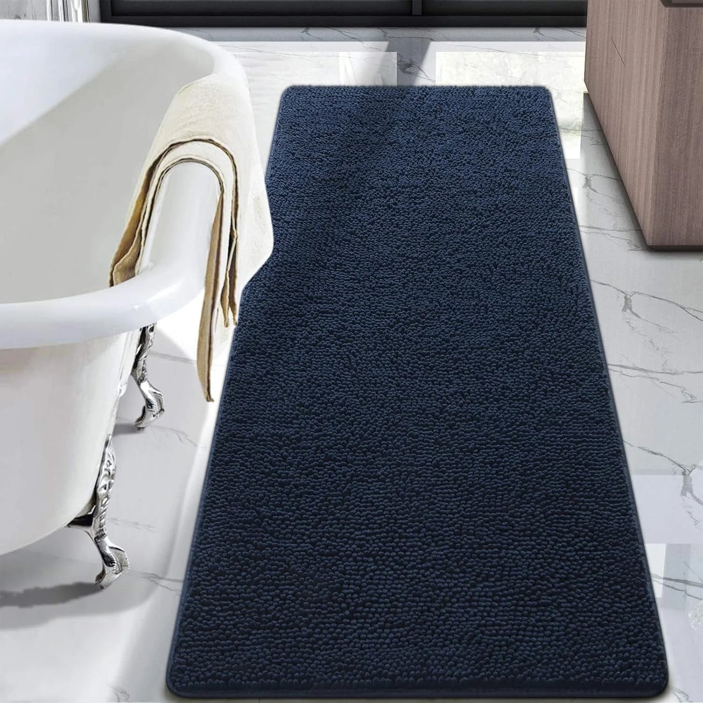 Luxury Soft Bathroom Non-Slip Rug Shaggy Bath Mat,24"X36",Gray