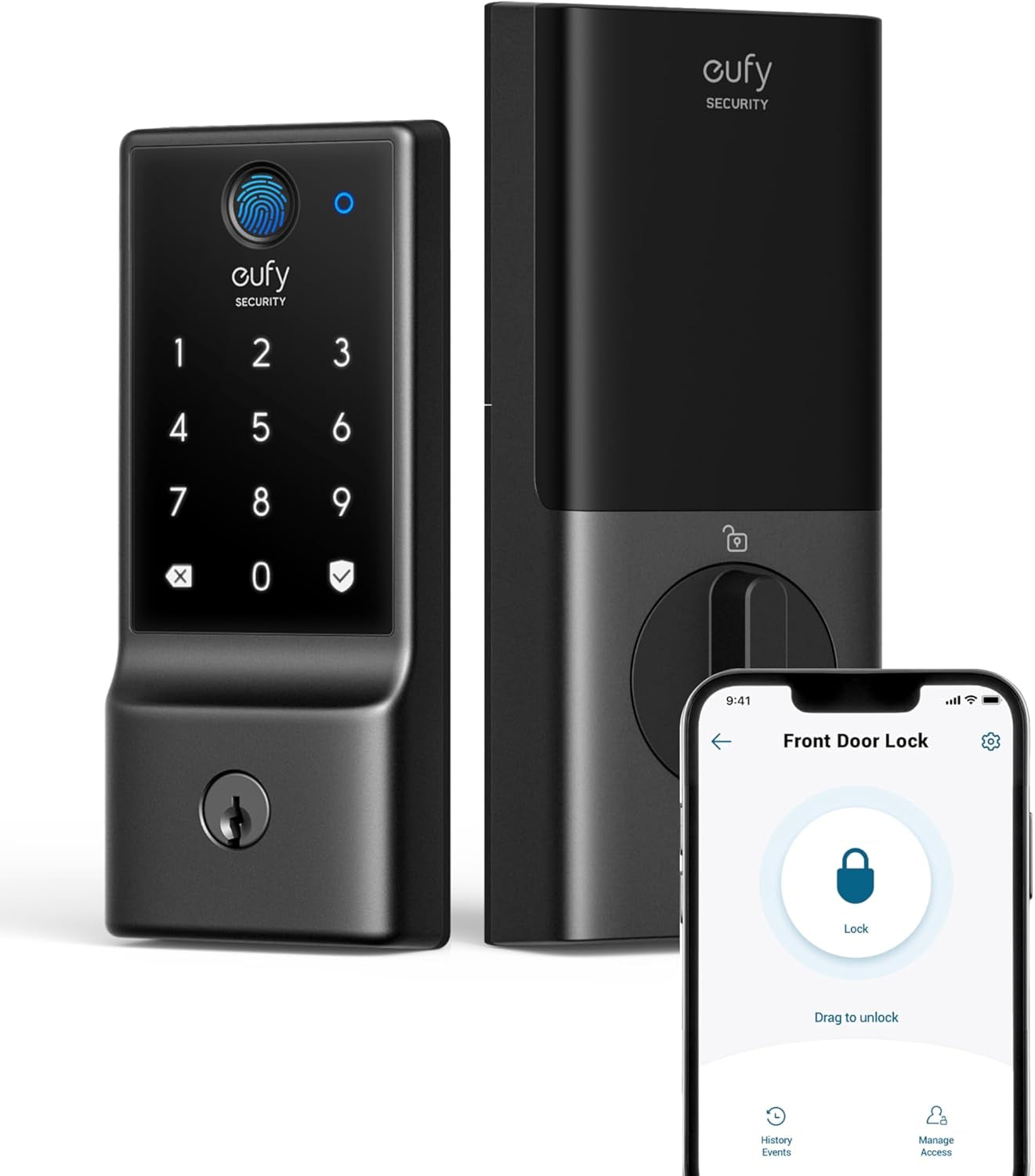 Smart Lock C220, Fingerprint Keyless Entry Door Lock, Built-In Wi-Fi, App Remote Control, Front Door Smart Lock Deadbolt, 8Months Battery, Reliable Power, IP53 Waterproof, BHMA Grade 3