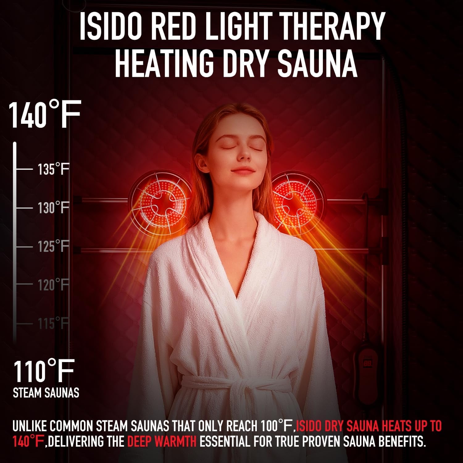 Infrared Sauna Dry Heat Sauna with 660Nm 850Nm Infrared Red Light Therapy High Power Heating Lamp, Portable Sauna Home Sauna Personal Indoor Sauna Box Sauna Tent