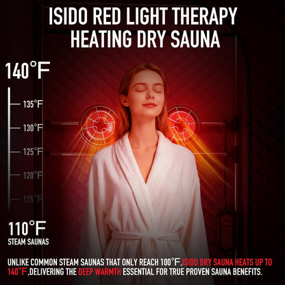 Infrared Sauna Dry Heat Sauna with 660Nm 850Nm Infrared Red Light Therapy High Power Heating Lamp, Portable Sauna Home Sauna Personal Indoor Sauna Box Sauna Tent