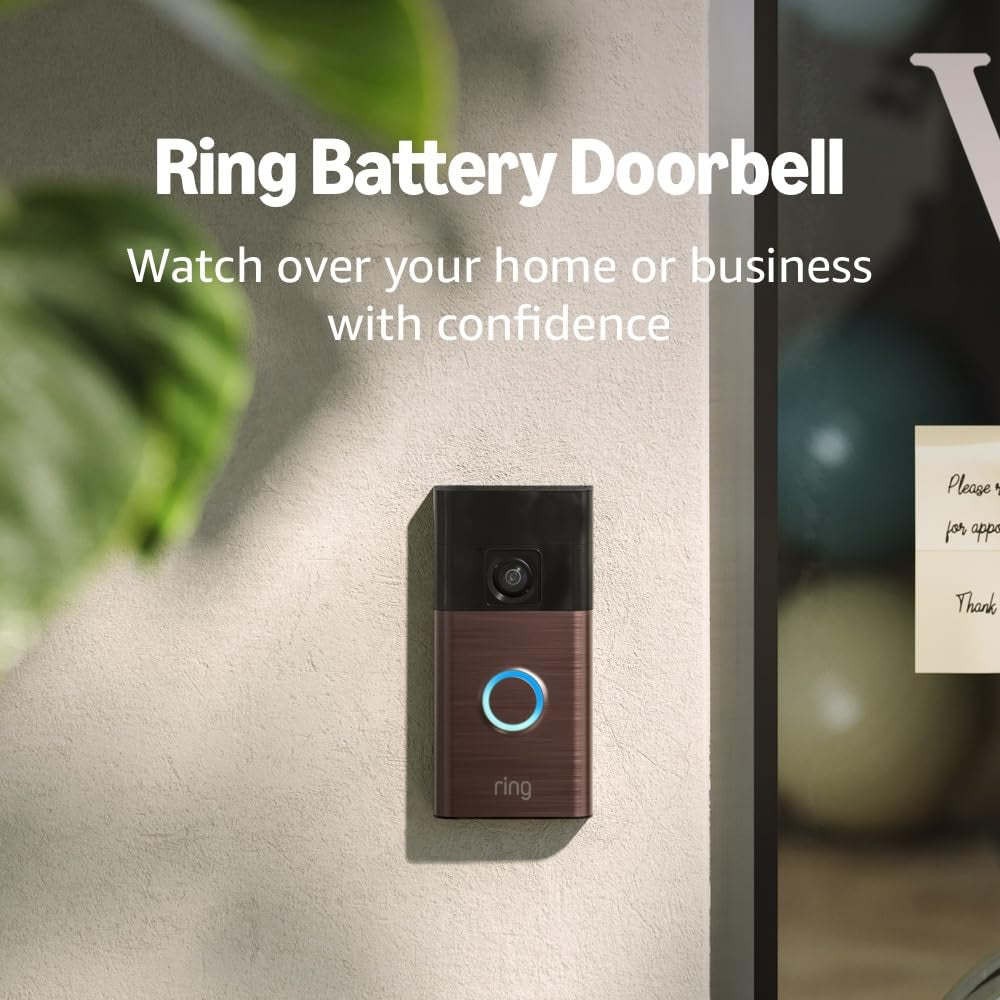 Battery Doorbell | Home or Business Security with Head-To-Toe Video, Live View with Two-Way Talk, and Motion Detection & Alerts (Newest Model), Venetian Bronze