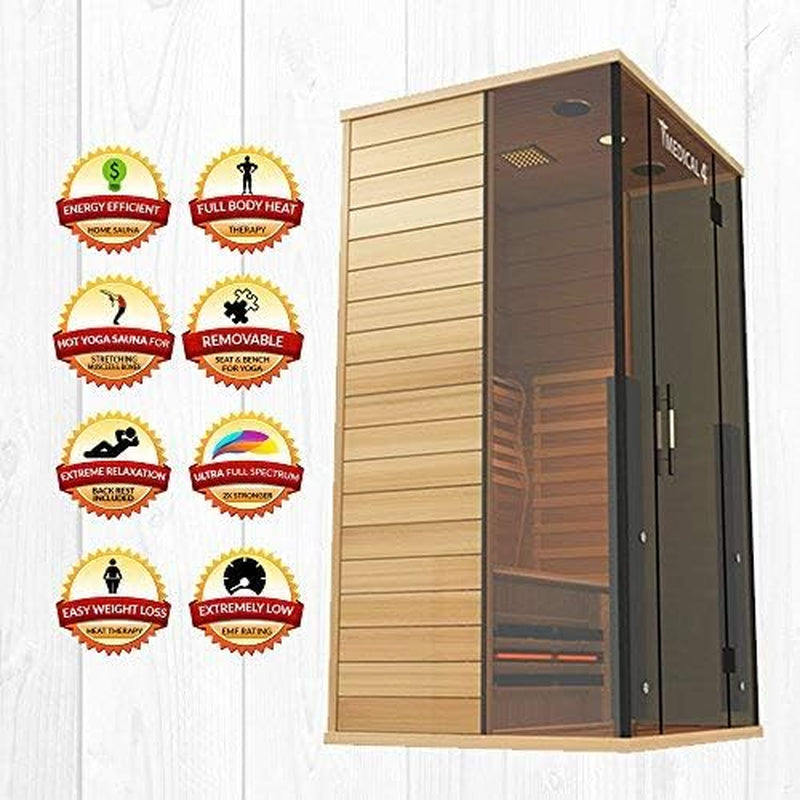 Luxury 2-Person Full Spectrum Indoor Infrared Sauna with Oxygen Ionizer and Chromatic Light Therapy - Perfect for Hot Yoga and Relaxation!