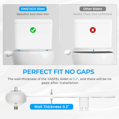 Bidet Attachment for Toilet, Non-Electric Self-Cleaning Bidet Seat Attachment, Fresh Cold Bidet Attachment for Feminine/Posterior Wash, with Adjustable Pressure Control (Blue/White)