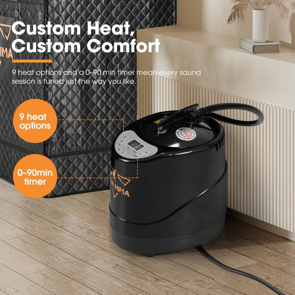 Portable Sauna for Home - 2 Person Steam Sauna Box at Home Spa with 3L 1500W Steamer, 9 Levels Heat, 90 Minute Timer, Foldable Chair, Remote Control for Indoor Outdoor
