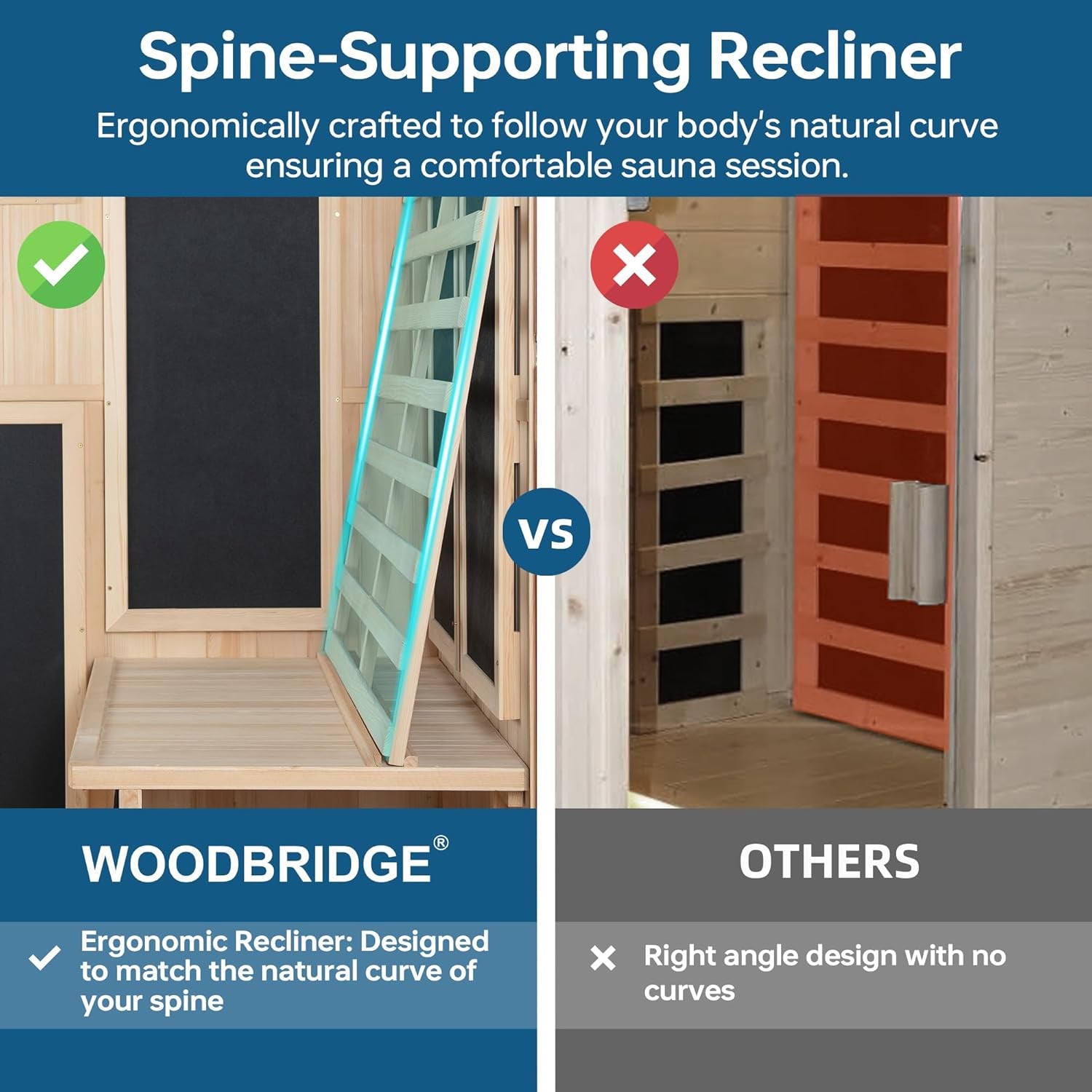 Infrared Home Sauna Room 2 Person Hemlock Wooden Indoor Sauna with 7 Carbon Heaters, Red Light Therapy, Bluetooth Speaker, Intelligent Control Panel, Tempered Glass & Top Vent