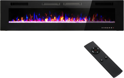 72 Inch Ultra-Thin Electric Fireplace Wall Mounted, Ultra Slim 3.19" Fireplace Heater with Remote Control, Low Noise, Flame Color Adjustable