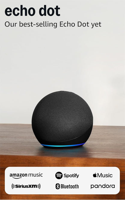 Echo Dot (Newest Model) - Vibrant Sounding Speaker with Alexa+ Early Access, Great for Bedrooms, Dining Rooms and Offices, Charcoal