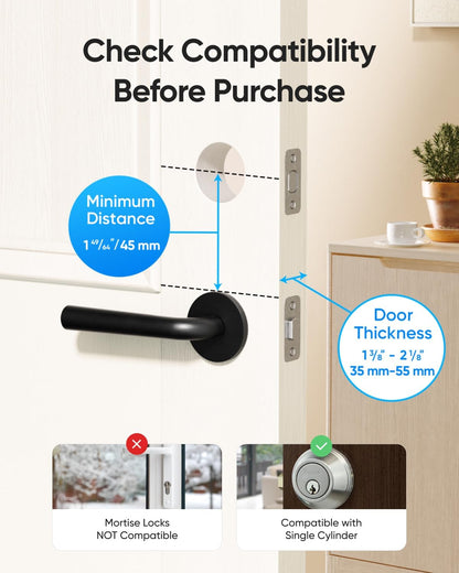 Smart Lock C220, Fingerprint Keyless Entry Door Lock, Built-In Wi-Fi, App Remote Control, Front Door Smart Lock Deadbolt, 8Months Battery, Reliable Power, IP53 Waterproof, BHMA Grade 3