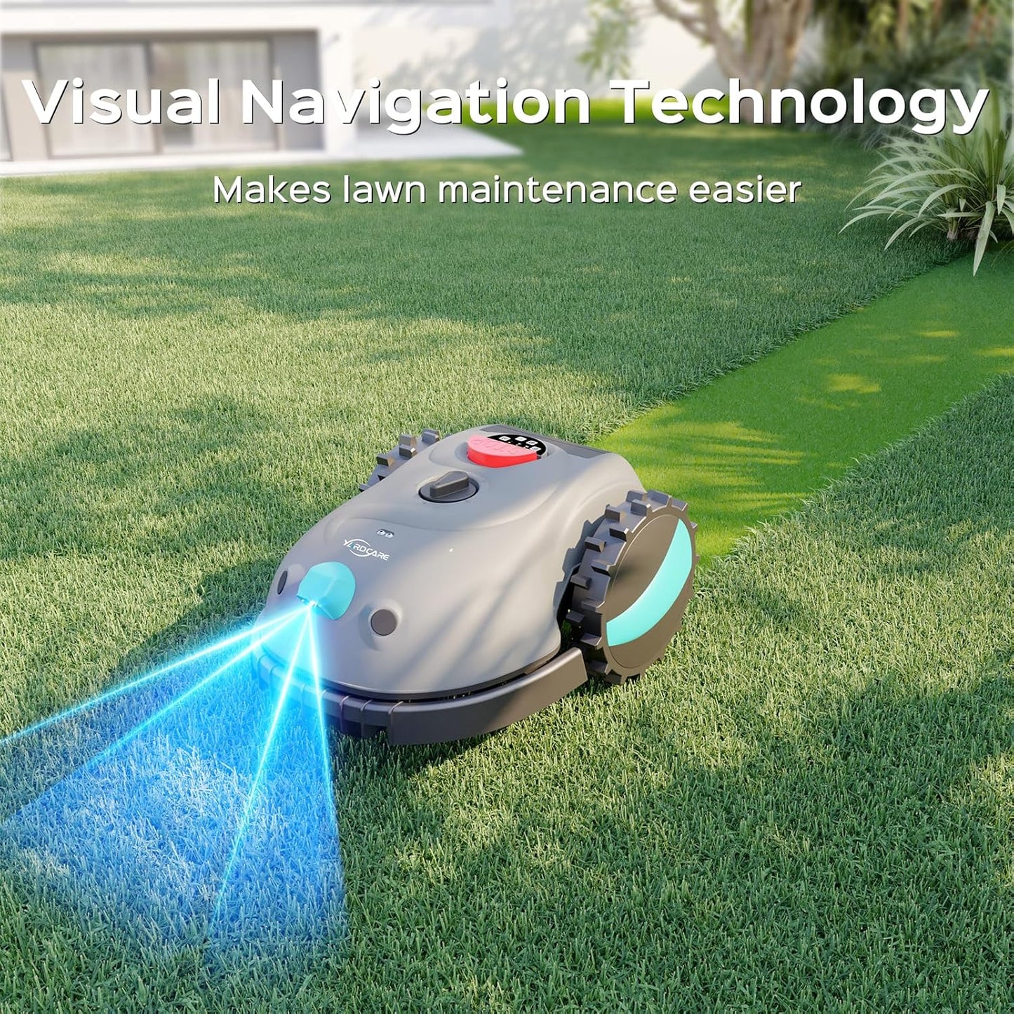 V100 Robotic Lawn Mower, HD Visual Navigation, Smart Obstacle Avoidance & Precision Collision Sensors, Adjustable Cutting Height, Quiet Operation, Ideal for Small Lawns up to 1,600 Sq Ft