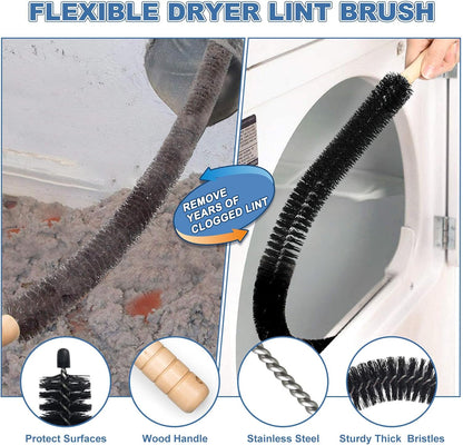 2 Pieces Dryer Vent Cleaner Kit Compatible with Most Vacuum Cleaner, Dryer Lint Brush and Vacuum Hose Attachment with Universal Connector, Quickly Lint Remover