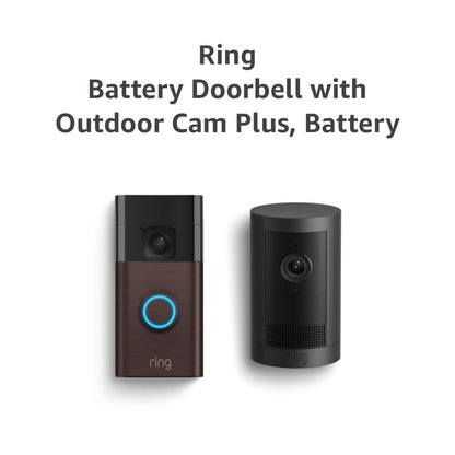 Battery Doorbell, Venetian Bronze with All-New  Outdoor Cam Plus, Black
