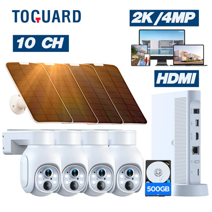 SC23 10CH 4MP Solar Wireless Security Camera System Outdoor Battery Wifi Dome Surveillance Camera NVR HDMI Connector