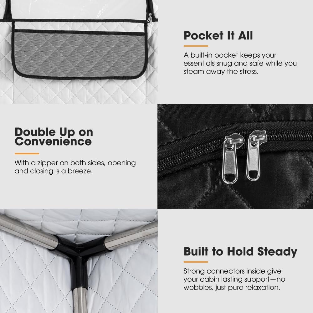 Portable Sauna for Home - 2 Person Steam Sauna Box at Home Spa with 3L 1500W Steamer, 9 Levels Heat, 90 Minute Timer, Foldable Chair, Remote Control for Indoor Outdoor