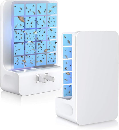 Innovative Double-Sided Flying Insect Trap for House Indoor, Plug-In Light Bug Catcher Killer for Flies, Fruit Fly, Gnats, Mosquito, Moths, Best Home Sticky Traps for Indoors Pest Control