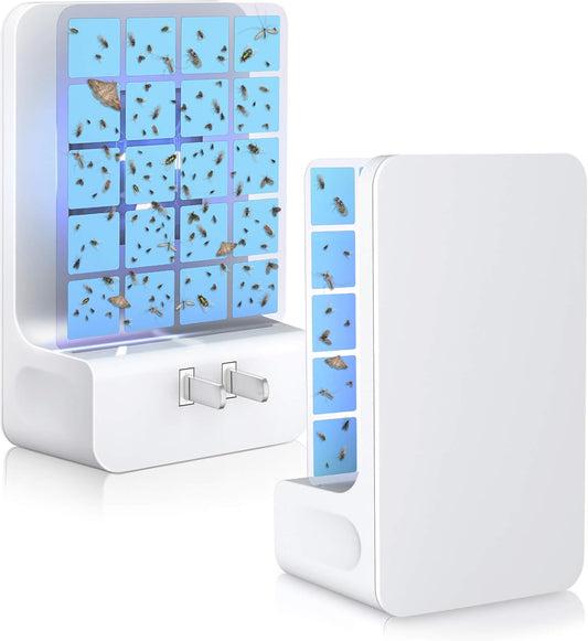 Innovative Double-Sided Flying Insect Trap for House Indoor, Plug-In Light Bug Catcher Killer for Flies, Fruit Fly, Gnats, Mosquito, Moths, Best Home Sticky Traps for Indoors Pest Control