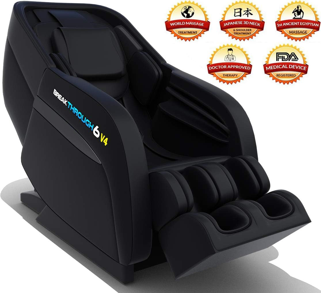 6 V4 Recliner 3D Massage Chair | Zero Gravity with Heating | Deep Tissue Shiatsu Full Body Massager | Yoga Stretch | Pain Relief | Full Foot Massager | Perfect Luxury Gift (Black)