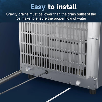 under Counter Ice Maker Machine, Stainless Steel Built-In Freestanding Ice Maker for Commercial & Home Use, 80 Lbs/Day, 30 Lbs Storage, Self Cleaning, Thicknesses Adjustable