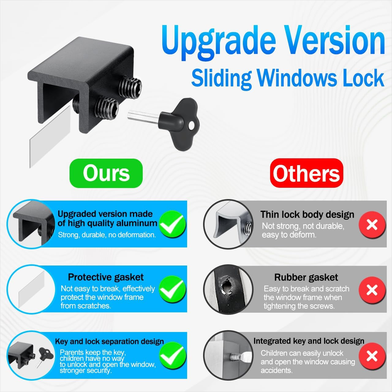 Window Locks,12 Pack Sliding Window Locks with Key for Vertical & Horizontal Sliding Windows Doors,Easv to Install,Adjustable Security Window Lock for Patio Bedroom Home and Office (Black)