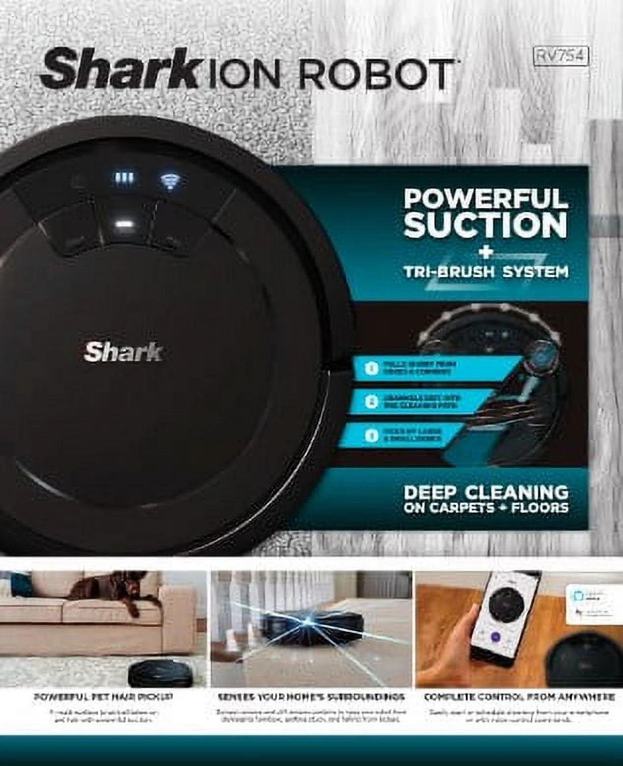 ION Robot Vacuum, Carpet & Hard Floor, Pet Friendly, Wi-Fi, Tri-Brush System, Bounce Navigation, RV754