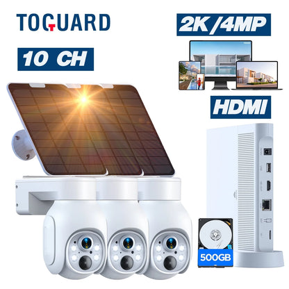 SC23 10CH 4MP Solar Wireless Security Camera System Outdoor Battery Wifi Dome Surveillance Camera NVR HDMI Connector
