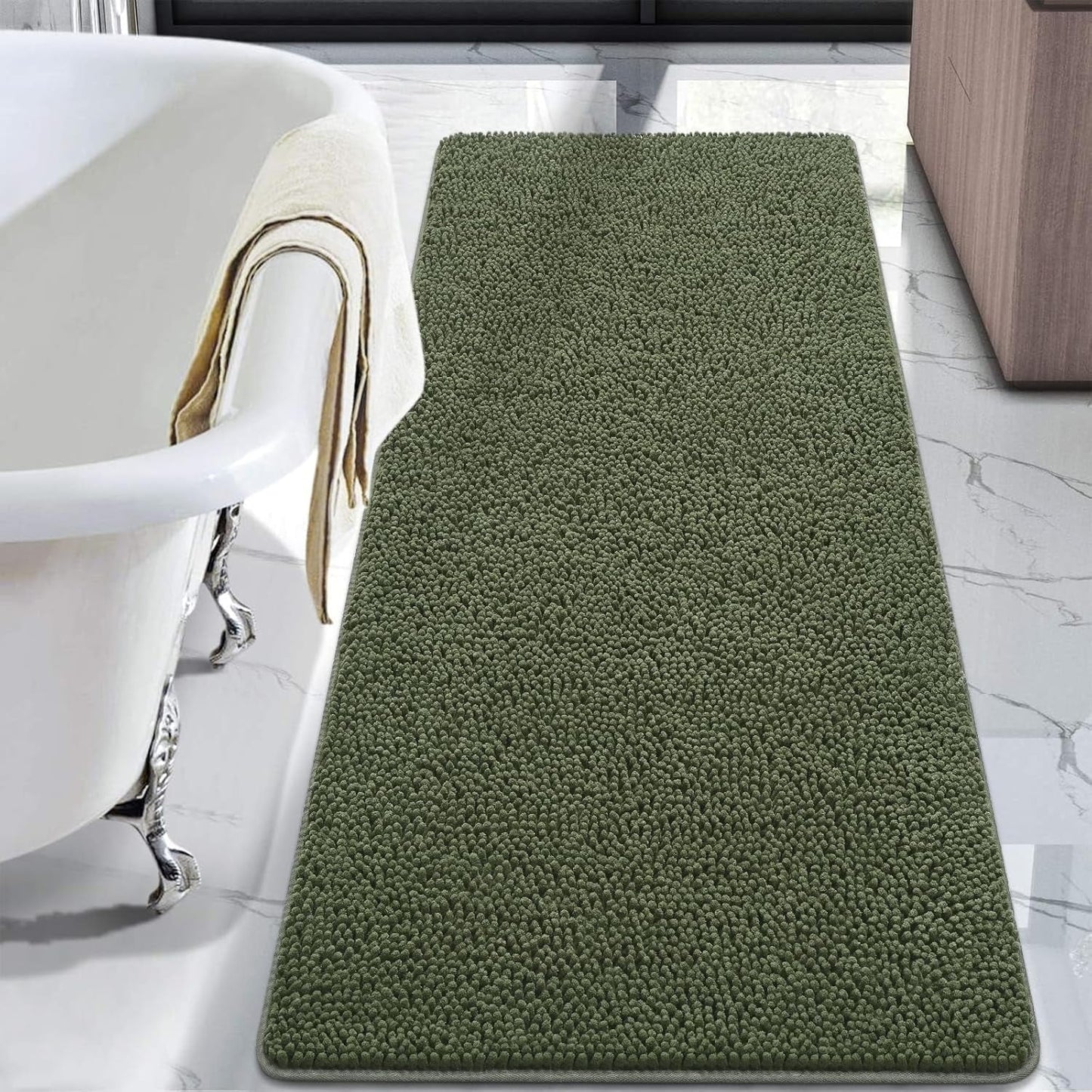 Luxury Soft Bathroom Non-Slip Rug Shaggy Bath Mat,24"X36",Gray