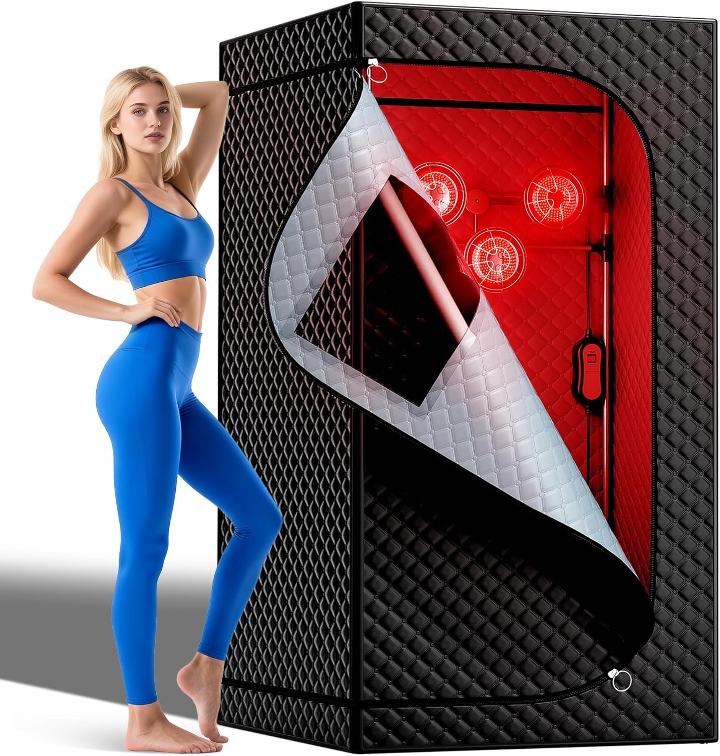 Infrared Sauna Dry Heat Sauna with 660Nm 850Nm Infrared Red Light Therapy High Power Heating Lamp, Portable Sauna Home Sauna Personal Indoor Sauna Box Sauna Tent
