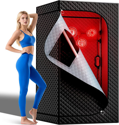 Infrared Sauna Dry Heat Sauna with 660Nm 850Nm Infrared Red Light Therapy High Power Heating Lamp, Portable Sauna Home Sauna Personal Indoor Sauna Box Sauna Tent