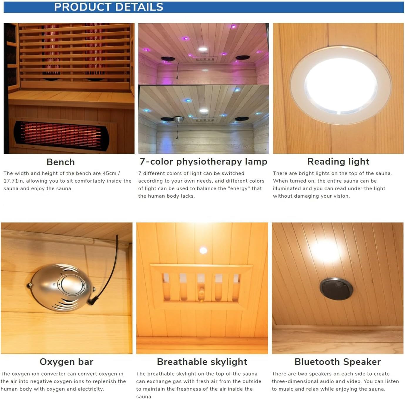 Infrared & Steam Dual-System Sauna, Hybrid Indoor Red Cedar Sauna for 4-6 People, 6KW Heater, Wifi Control, Built-In Sound System, Oxygen Bar, 7-Color Light, Light Strip, Water Bucket, Ladle, 220V