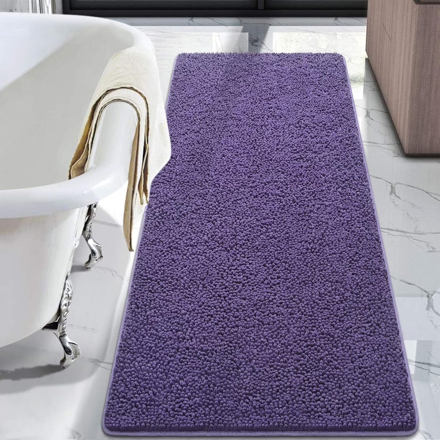 Luxury Soft Bathroom Non-Slip Rug Shaggy Bath Mat,24"X36",Gray