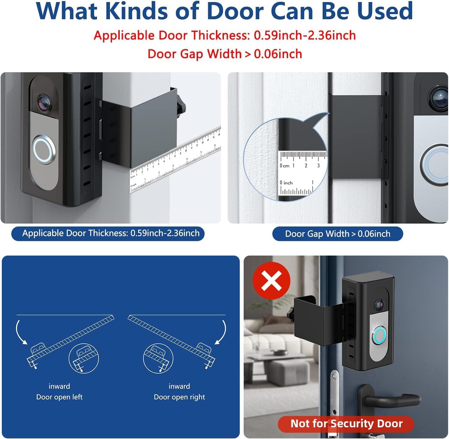 Anti-Theft Video Doorbell Mount Compatible with Ring/Blink Wireless Video Doorbell, Adjustable Mounting Bracket Accessories for Houses, Apartments, Businesses, Not for Security Door