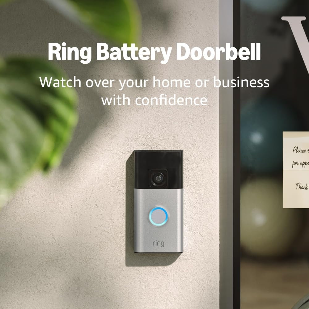 Battery Doorbell | Home or Business Security with Head-To-Toe Video, Live View with Two-Way Talk, and Motion Detection & Alerts, Satin Nickel