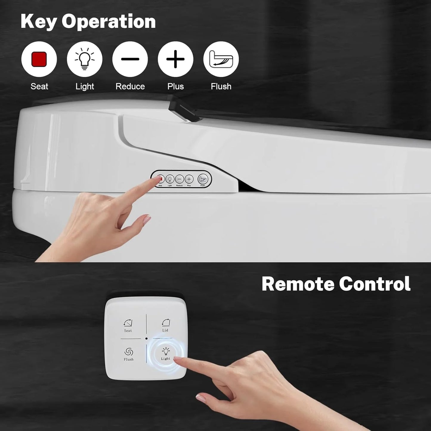 Smart Toilet with Heated Seat and Night Light, Tankless Toilet, Modern One-Piece Toilet Standard Comfort Height Toilet with Auto Flush, Automatic Opening and Closing of Flap/Seat, Slow Close