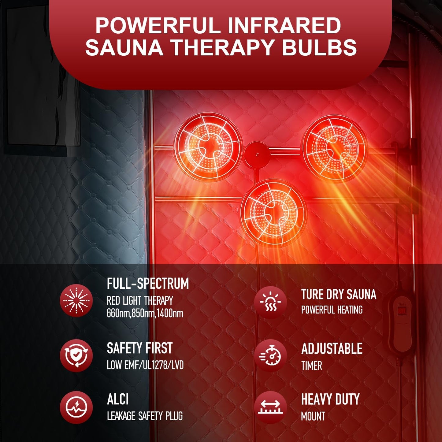 Infrared Sauna Dry Heat Sauna with 660Nm 850Nm Infrared Red Light Therapy High Power Heating Lamp, Portable Sauna Home Sauna Personal Indoor Sauna Box Sauna Tent