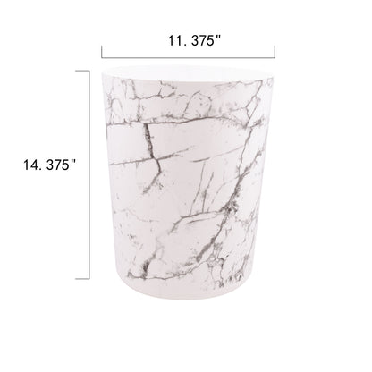 Bathroom Trash Can, 5 Gallon Marble Plastic Garbage Bucket Bin with No Lid, White
