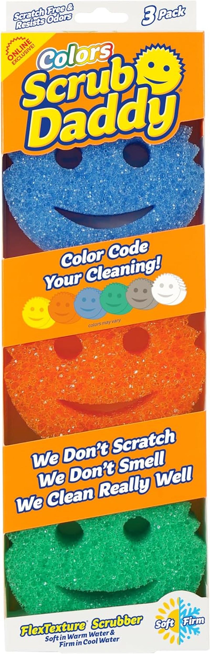 Color Sponges - Scratch-Free Multipurpose Dish Sponges for Kitchen, Bathroom & Household Cleaning - Made with Bpa-Free Polymer Foam (3 Count)