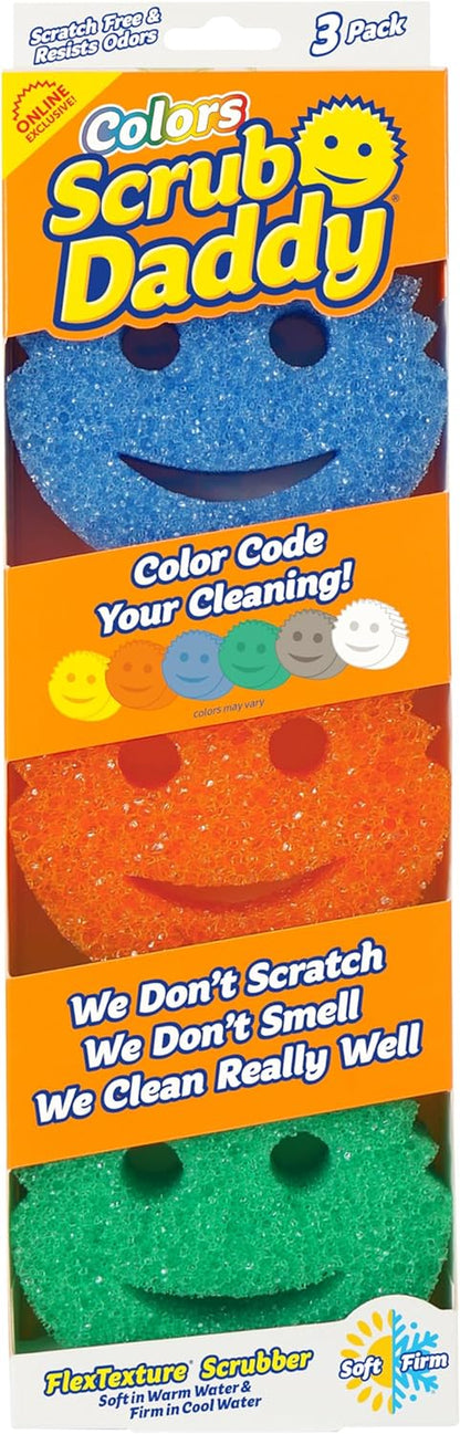 Color Sponges - Scratch-Free Multipurpose Dish Sponges for Kitchen, Bathroom & Household Cleaning - Made with Bpa-Free Polymer Foam (3 Count)