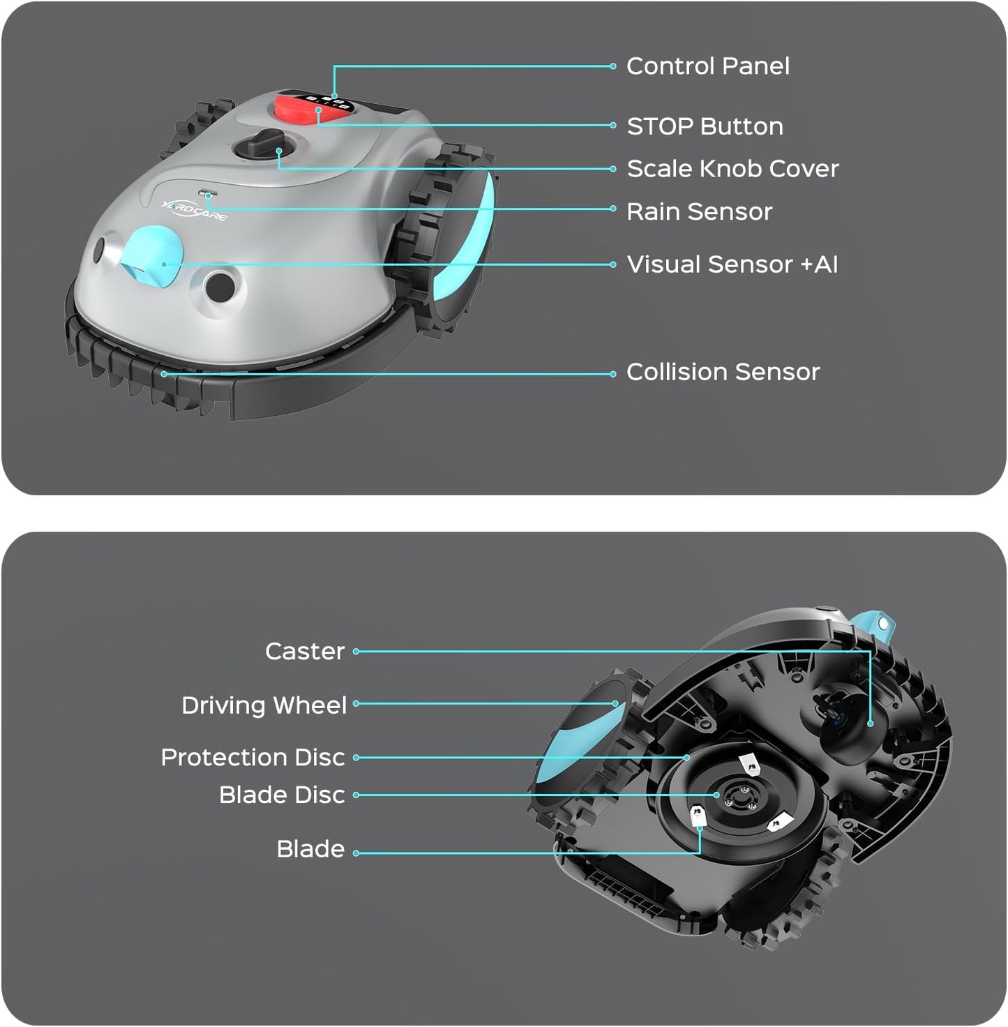 V100 Robotic Lawn Mower, HD Visual Navigation, Smart Obstacle Avoidance & Precision Collision Sensors, Adjustable Cutting Height, Quiet Operation, Ideal for Small Lawns up to 1,600 Sq Ft