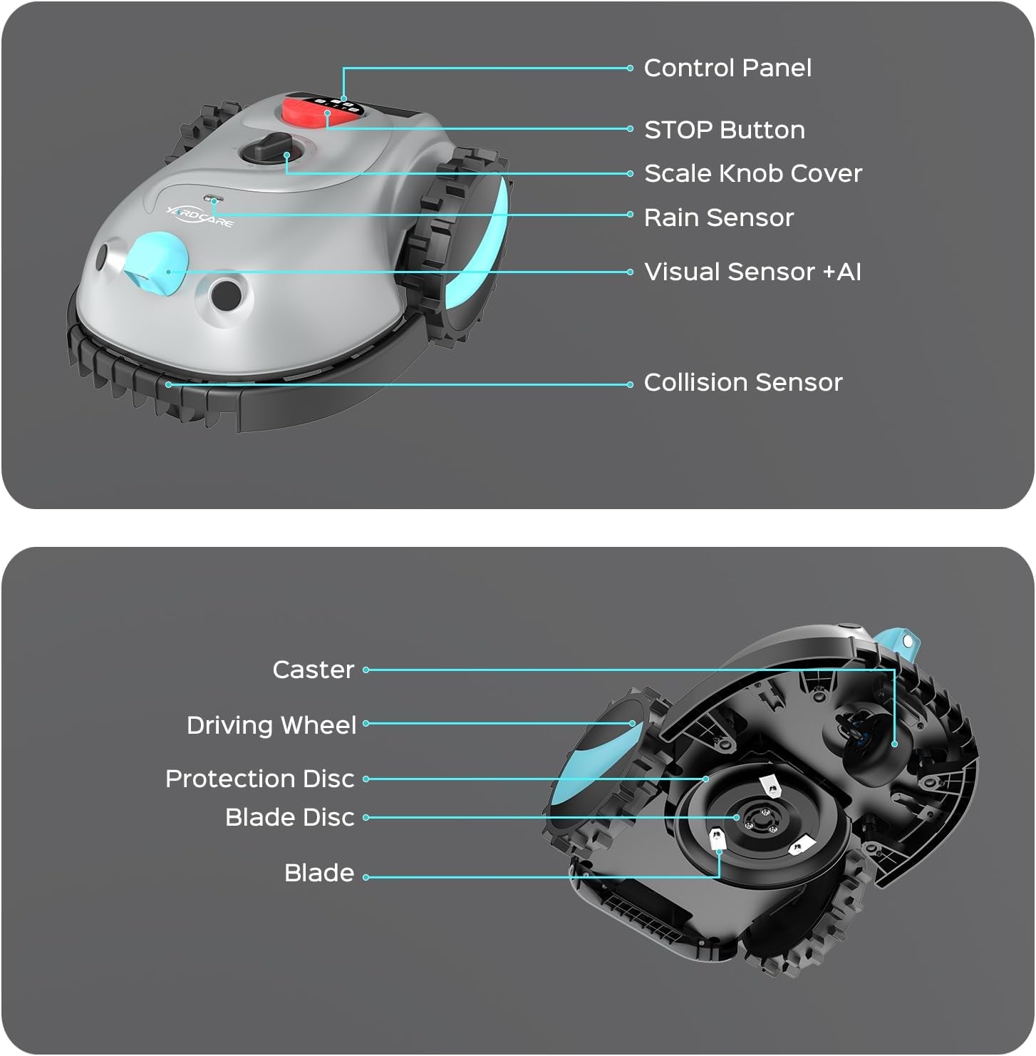 V100 Robotic Lawn Mower, HD Visual Navigation, Smart Obstacle Avoidance & Precision Collision Sensors, Adjustable Cutting Height, Quiet Operation, Ideal for Small Lawns up to 1,600 Sq Ft