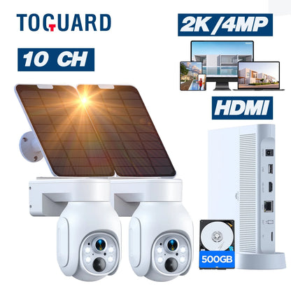 SC23 10CH 4MP Solar Wireless Security Camera System Outdoor Battery Wifi Dome Surveillance Camera NVR HDMI Connector