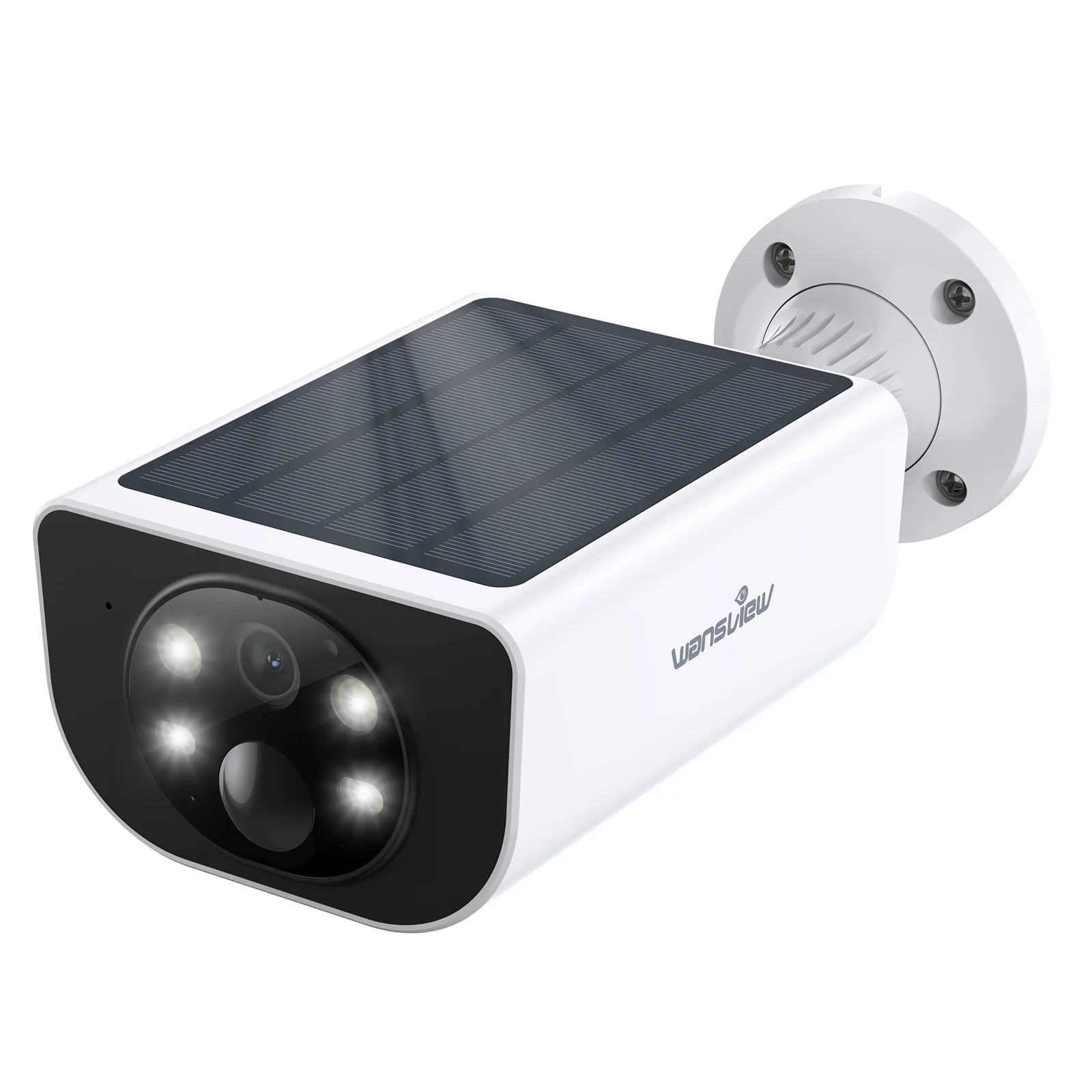 2K Solar Camera Wifi Outdoor Wireless with Spotligt, Waterproof, PIR Alert, Siren, Color Night Vision, Two-Way Audio, Works with Alexa