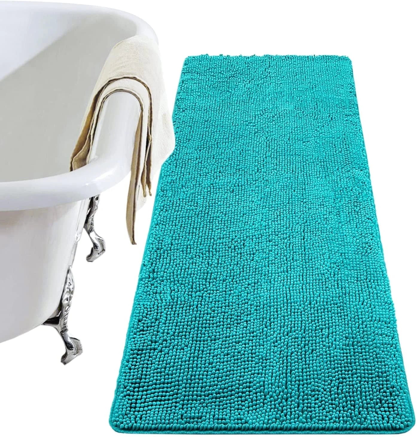 Luxury Soft Bathroom Non-Slip Rug Shaggy Bath Mat,24"X36",Gray