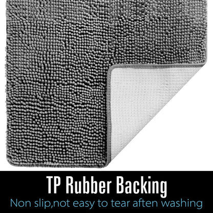 Luxury Soft Bathroom Non-Slip Rug Shaggy Bath Mat,24"X36",Gray