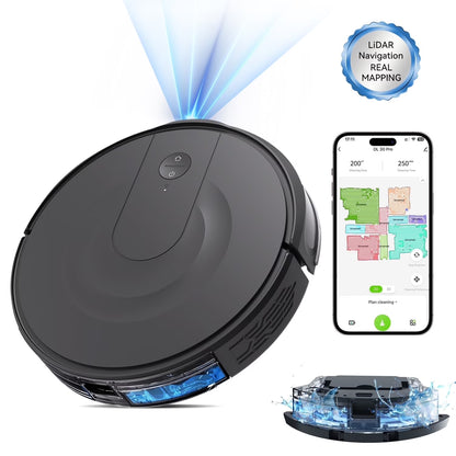 DL30 Pro Robo Vac and Mop Combo, Lidar Navigation with Mapping, Hard Floor Cleaning, 9000Pa Suction