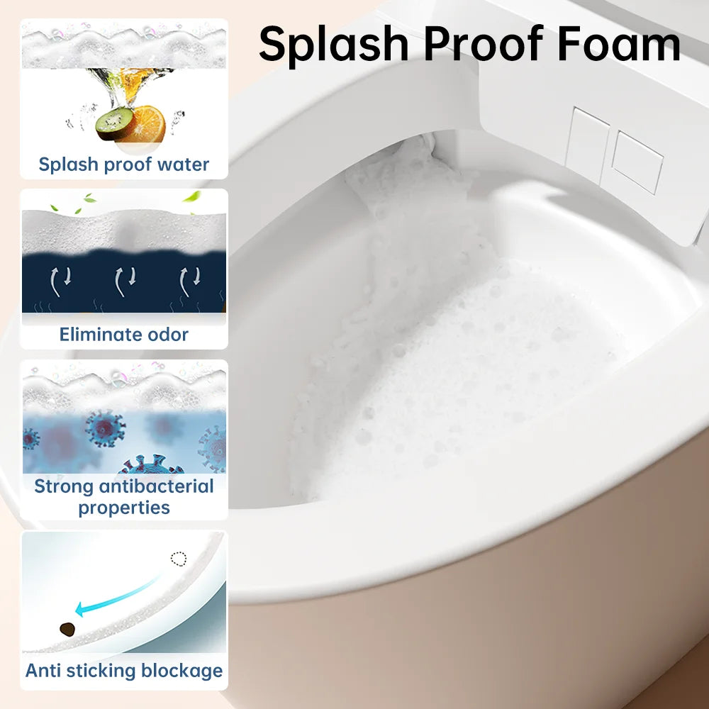 Smart Toilet with Foam Shield Splash Proof, One Piece Bidet Toilet,Dual Auto Flush,Foot Sensor Operation,Modern Elongated Toilet E16